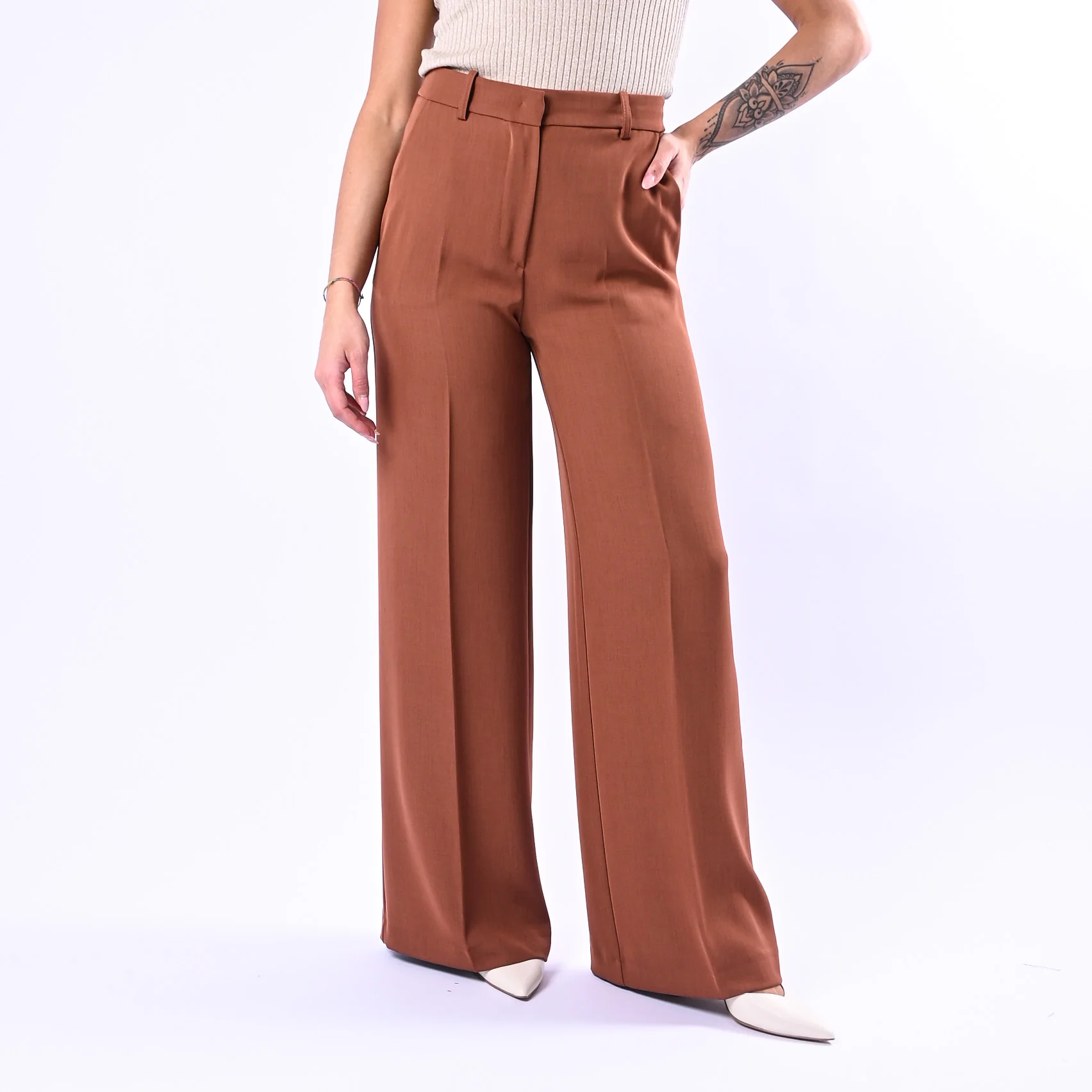 GOLD - PANTALONE PALAZZO FLUIDO ART.17206/4724 - BRUCIATO