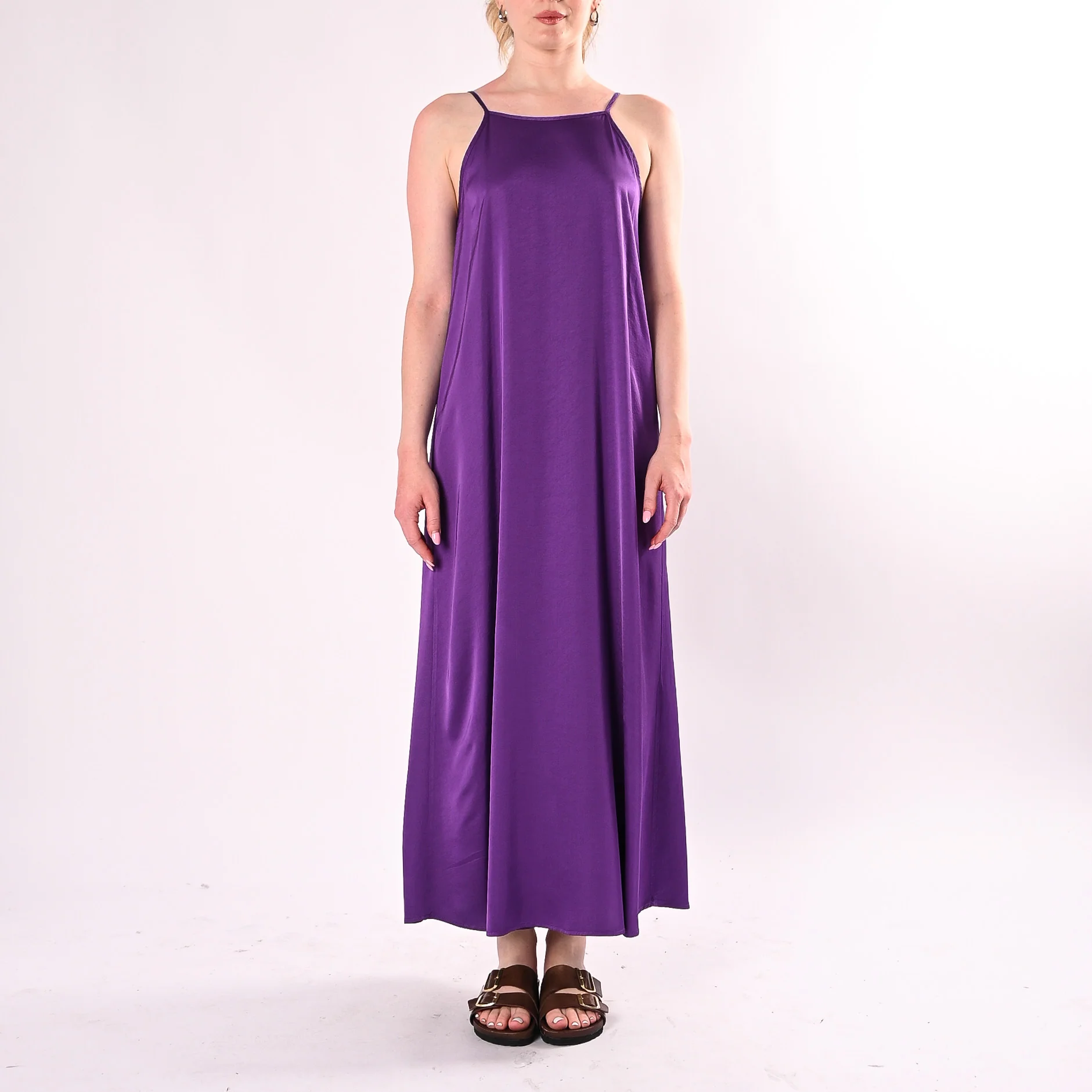 HAVEONE - ABITO IN SATIN SCOLLO V DIETRO ART.AWG-Q021/V - VIOLA - Image 2