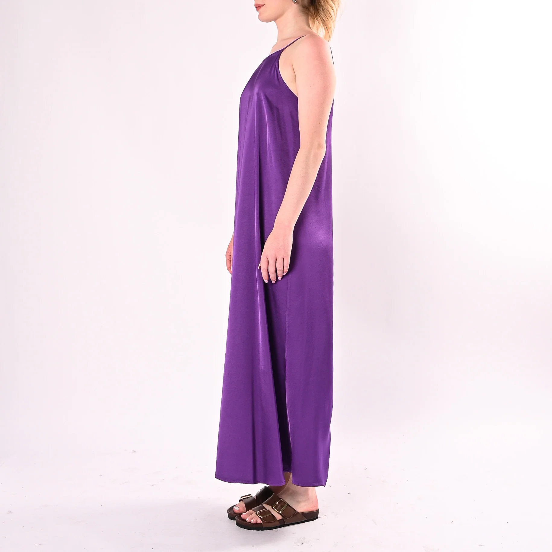 HAVEONE - ABITO IN SATIN SCOLLO V DIETRO ART.AWG-Q021/V - VIOLA - Image 3