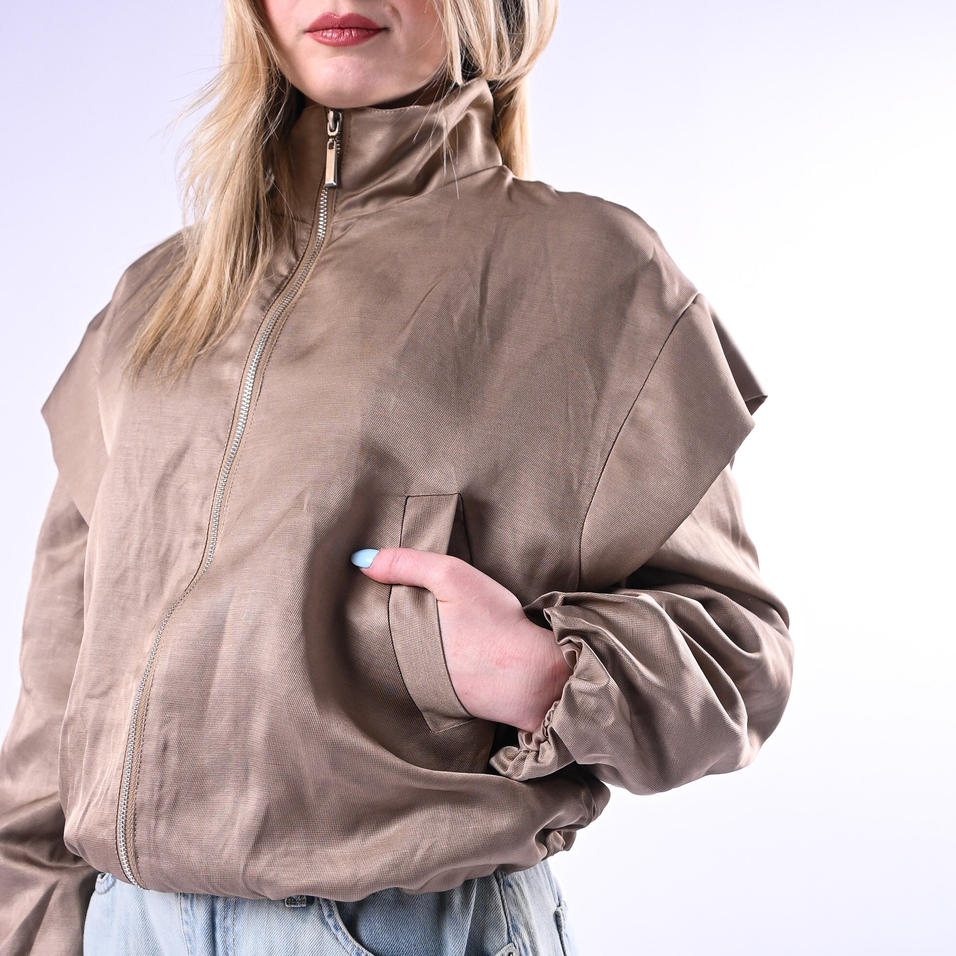 HAVEONE - BOMBER VISCOSA/LINO RIMBORSATO ART.KSV-Q082/B - BEIGE - Image 5