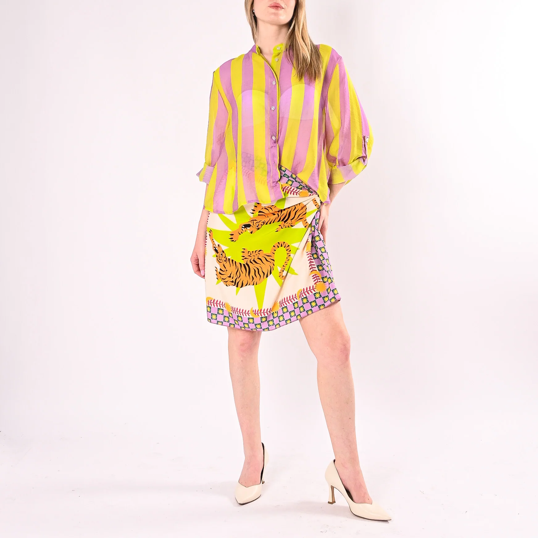 HAVEONE - CAMICIA LYOCELL RIGA LARGA ART.CVS-Q422/LL - LILLA/LIME