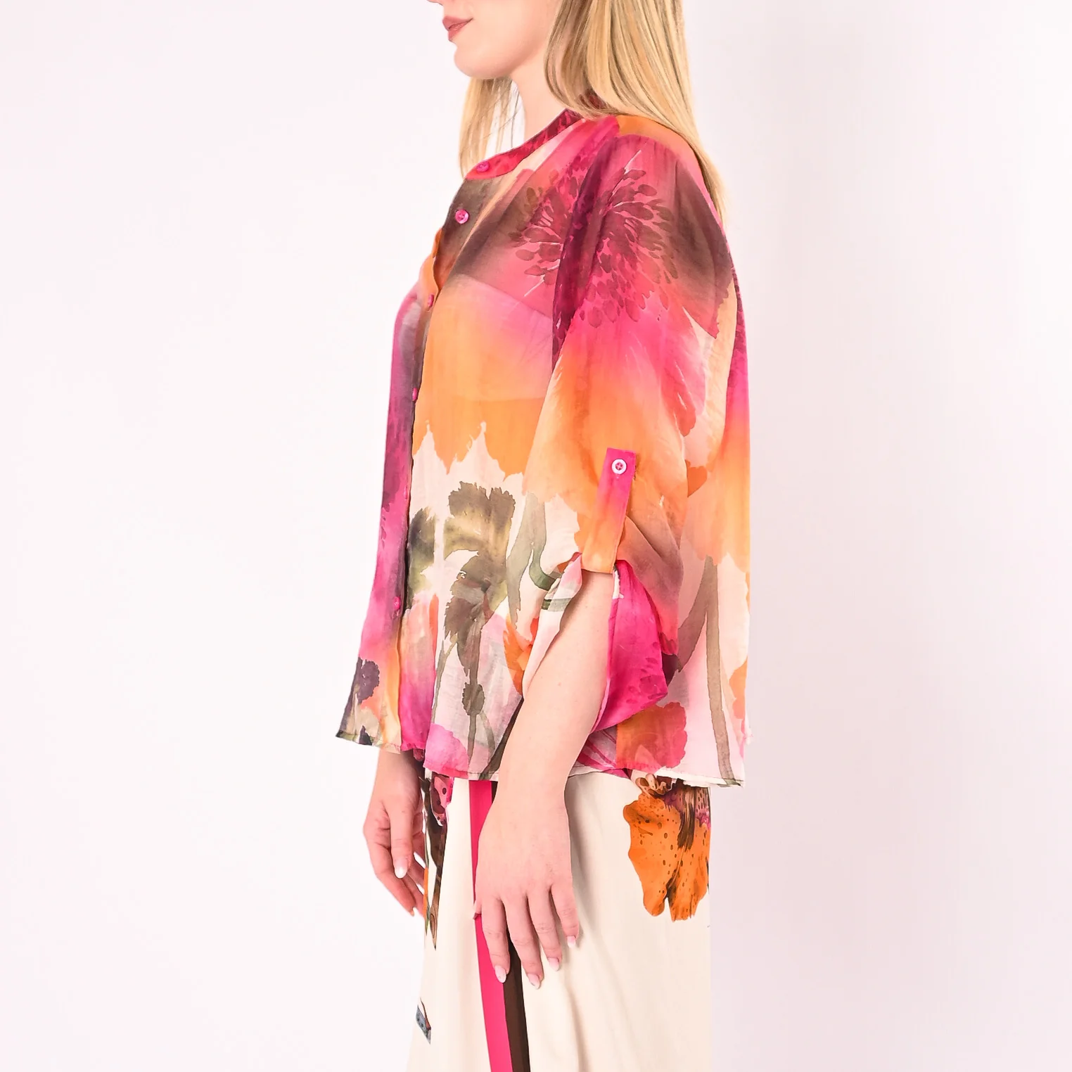 HAVEONE - CAMICIA LYOCELL STAMPA FIORE ART.CVS-Q503/F - FUXIA - Image 3