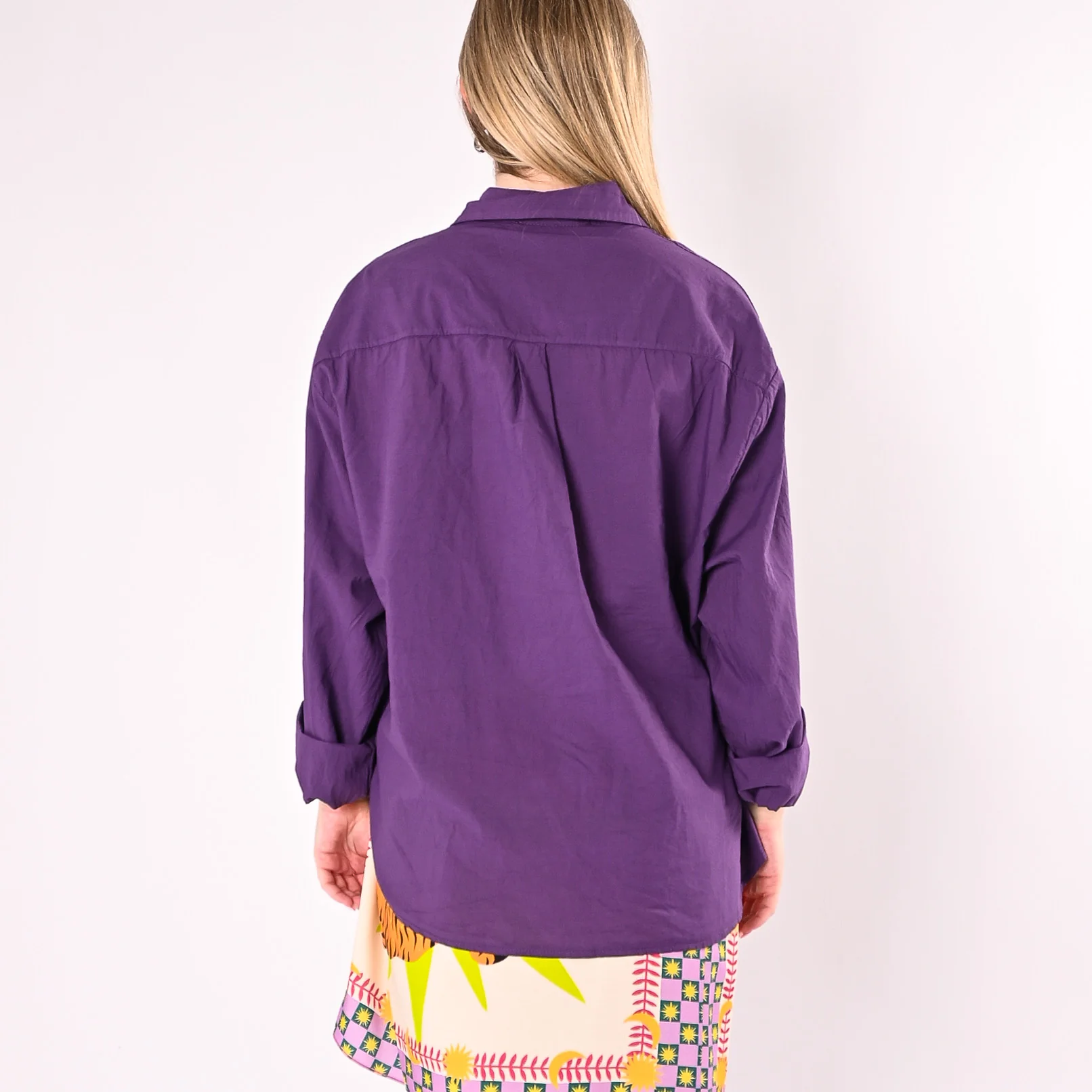 HAVEONE - CAMICIA OVER MUSSOLA CON TASCONI ART. CFW-Q408/V - VIOLA - Image 4