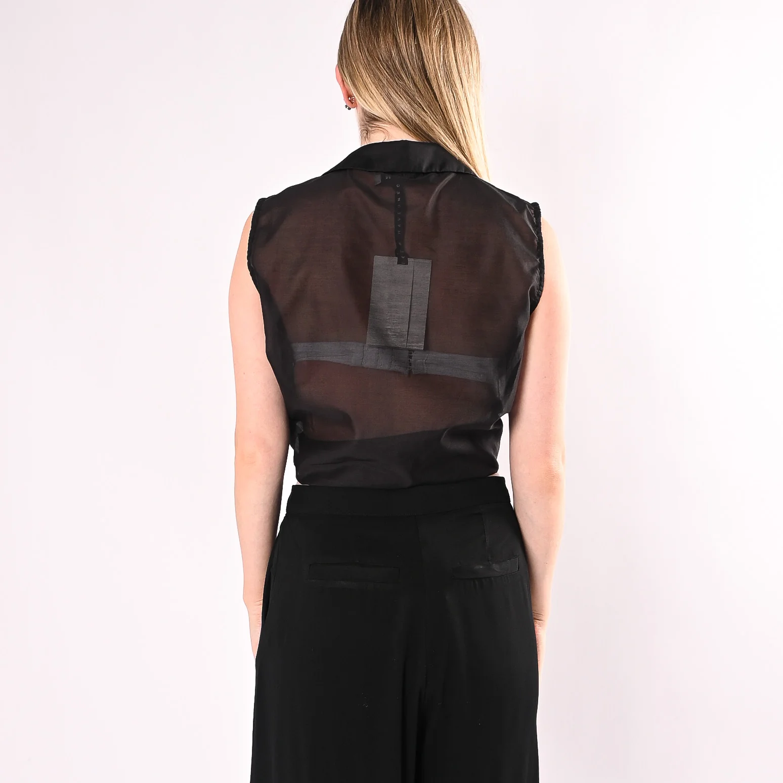 HAVEONE - CAMICIA SMANICATA CON NODO ART.CMA-Q509/N - NERO - Image 5