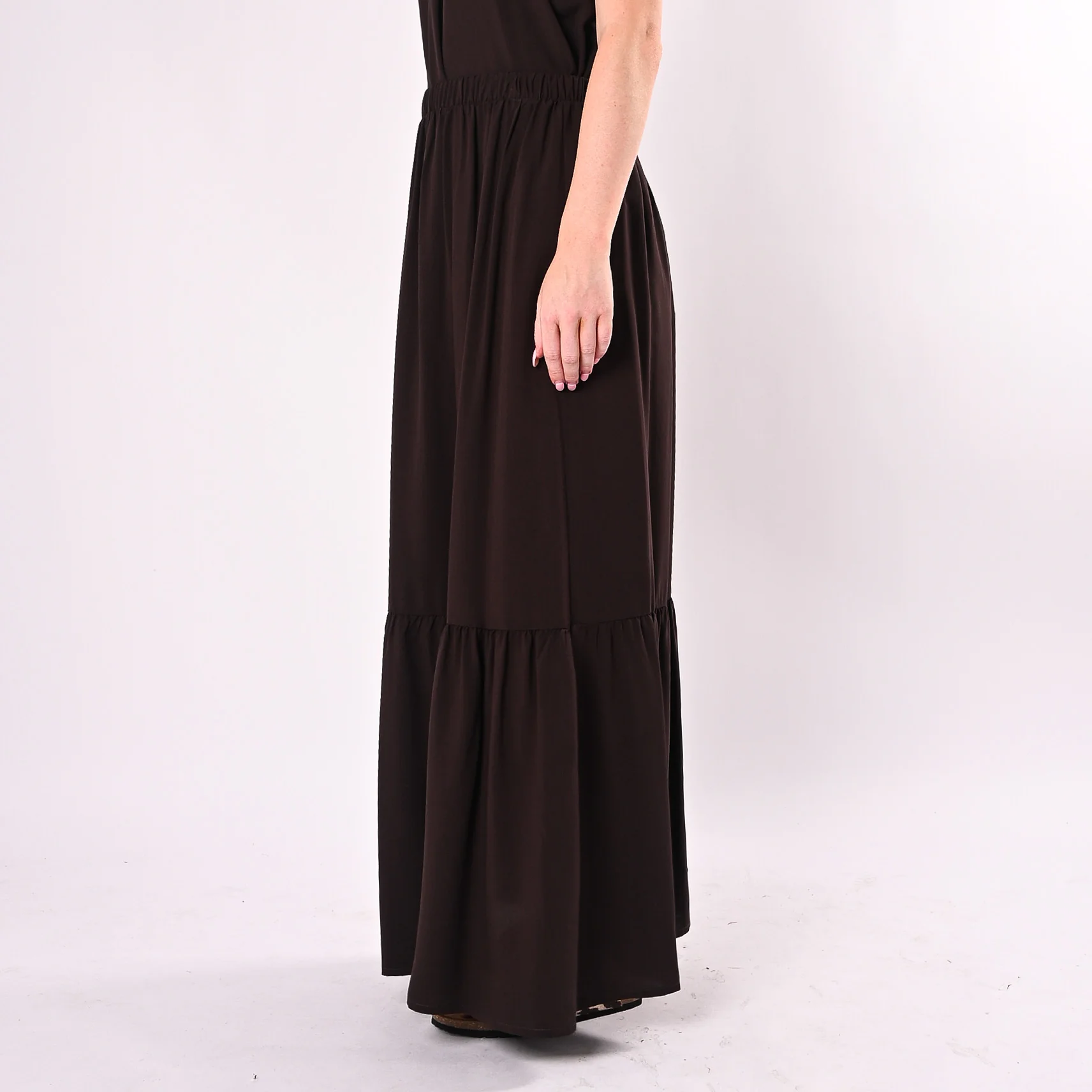 HAVEONE - GONNA LUNGA IN VISCOSA CON BALZA ART. GIA-Q197/MO - MORO - Image 3