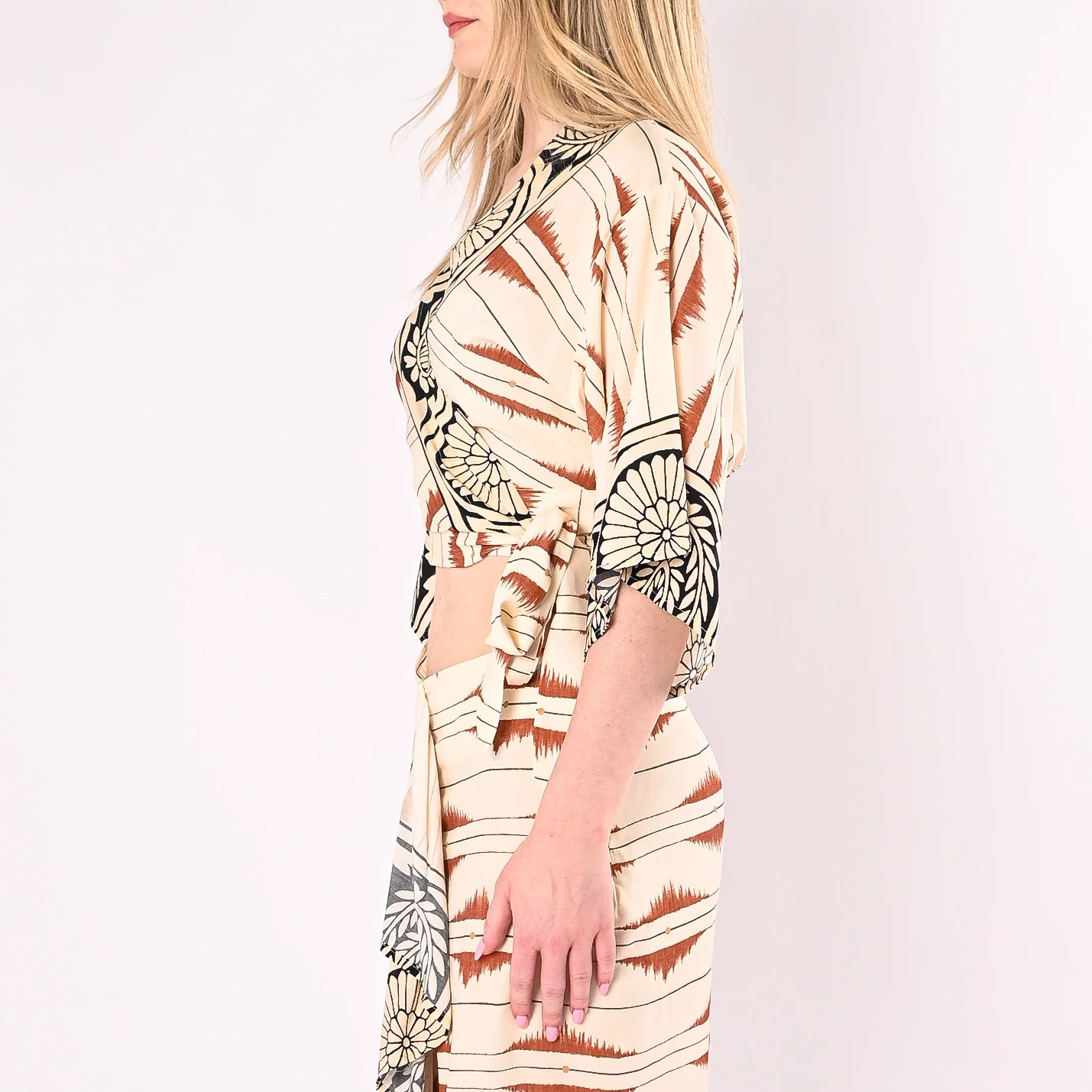 HAVEONE - KIMONO CORTO FANTASIA ETNICA ART.CMA-Q454/B - BURRO - Image 4