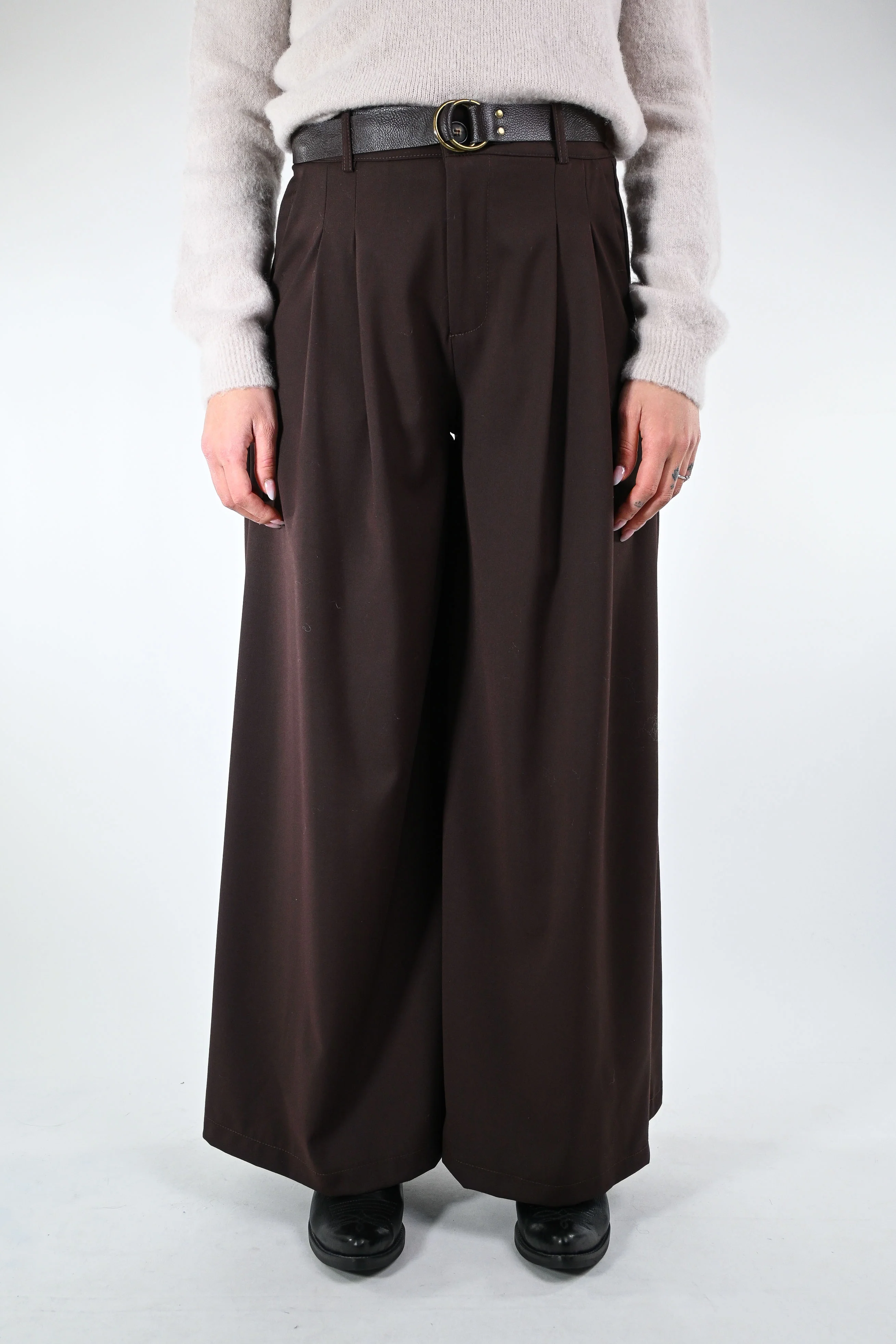 HAVEONE - PANTALONE LARGO CON PINCES ART.PVE-P274 - MORO - Image 2