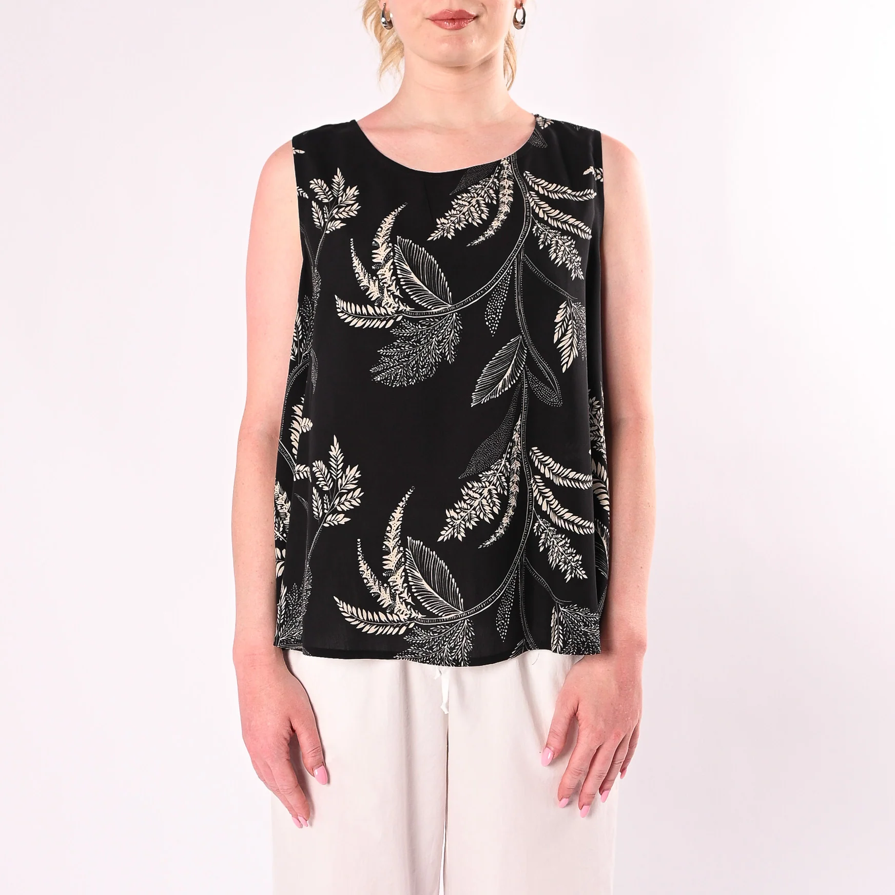 HAVEONE - TOP SMANICATO FANTASIA FLOREALE ART.CIA-Q420/NB - NERO/BURRO - Image 2