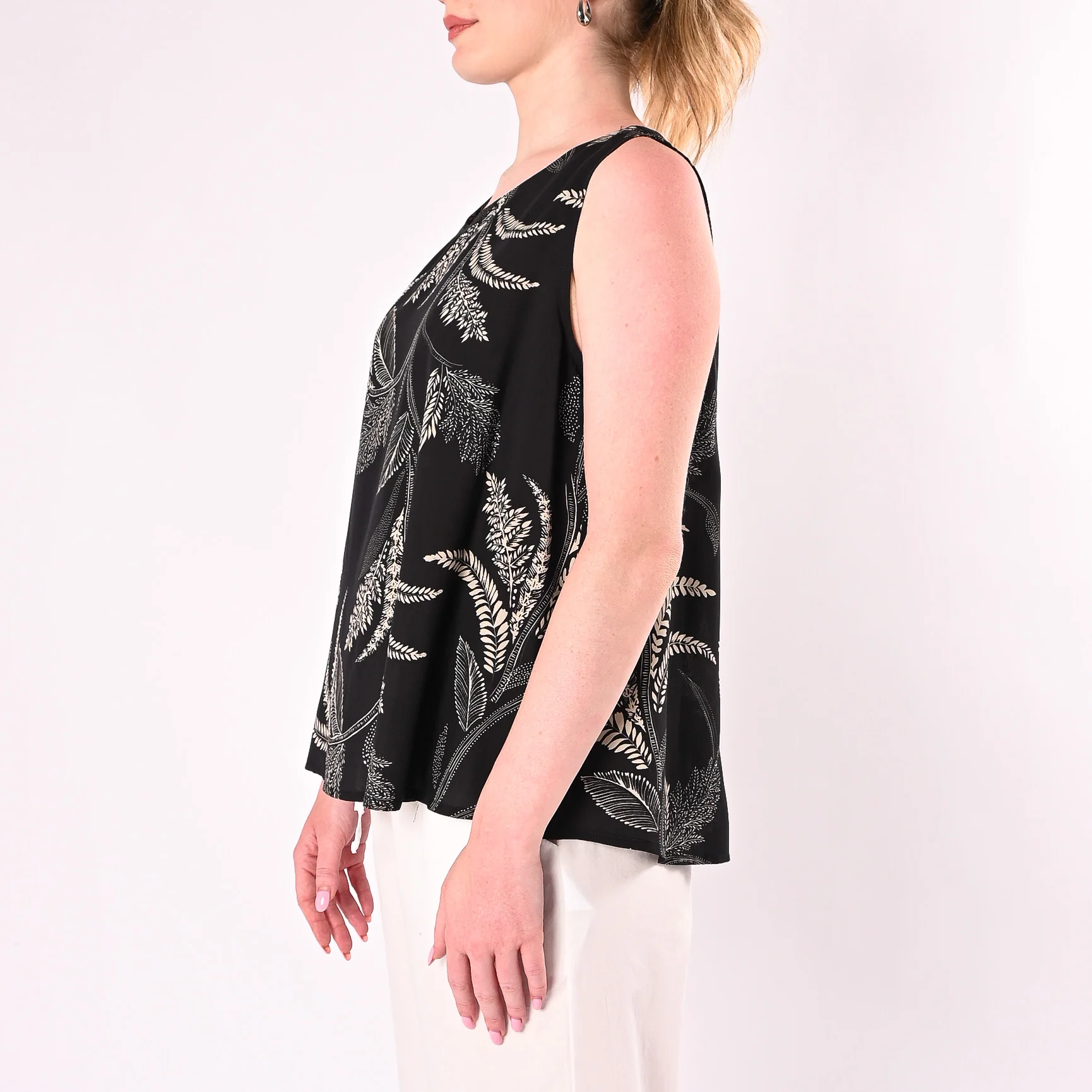 HAVEONE - TOP SMANICATO FANTASIA FLOREALE ART.CIA-Q420/NB - NERO/BURRO - Image 3