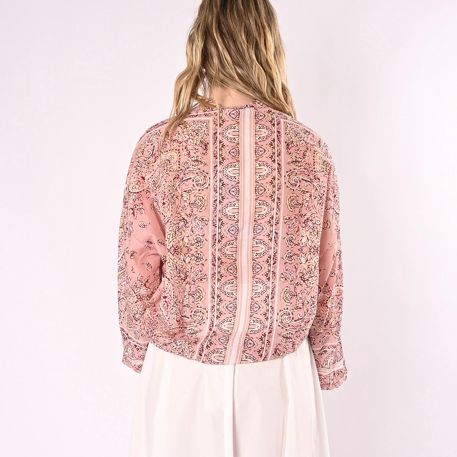 MOTEL - CAMICIA OVER MUSSOLA STAMPA BANDANA ART. S26CH68/R - ROSA - Image 4
