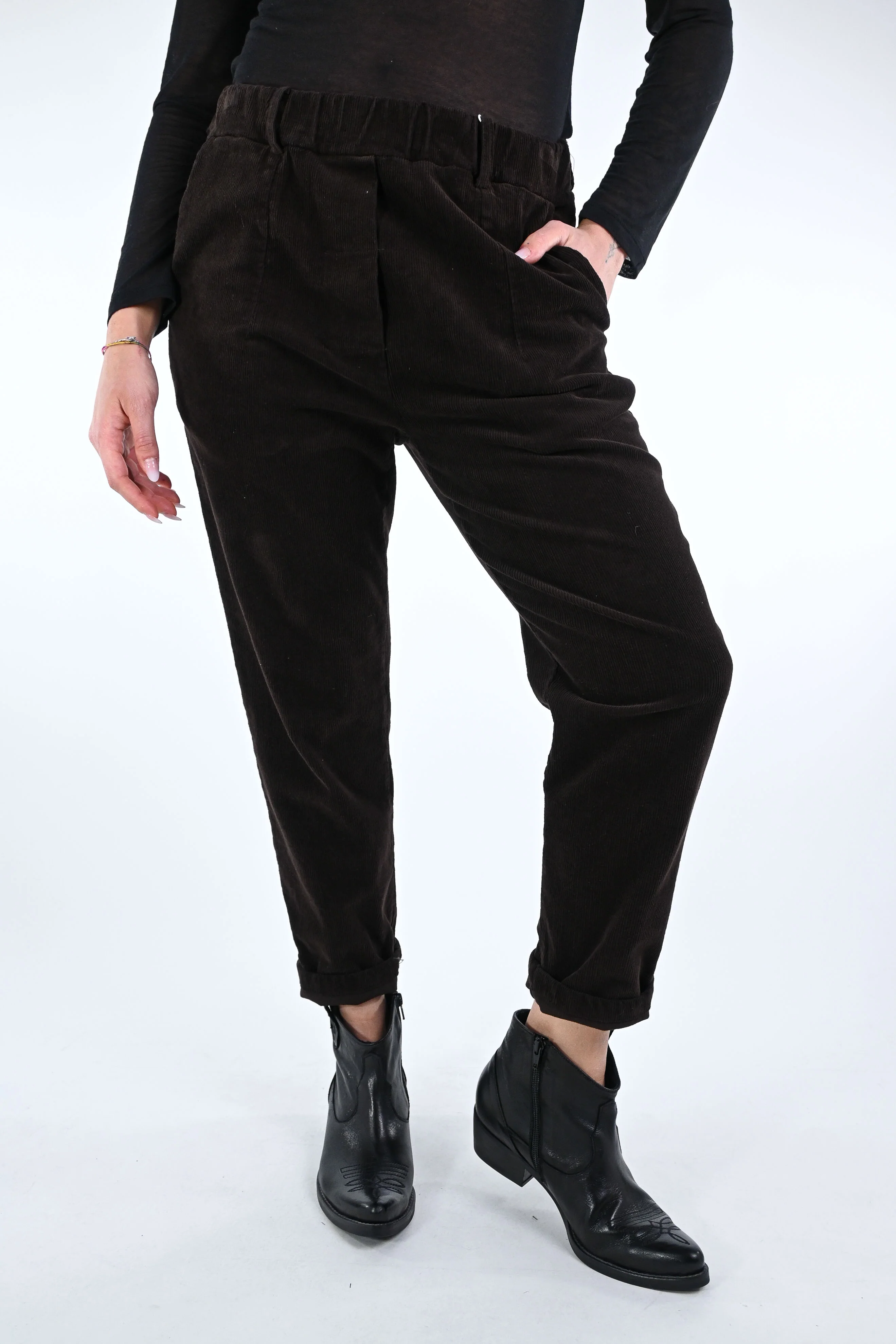 MOTEL - PANTALONE BAGGY IN VELLUTO ART.PA3825/I25NC - MORO