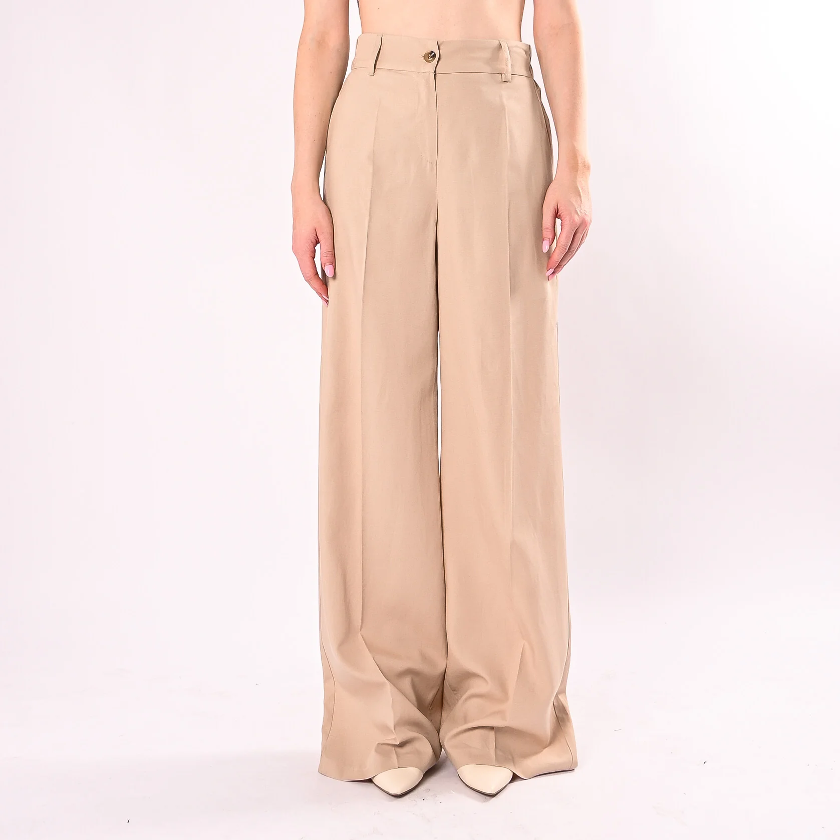 MOTEL - PANTALONE PALAZZO MISTO LINO ART. 26P5539/B - BEIGE - Image 2