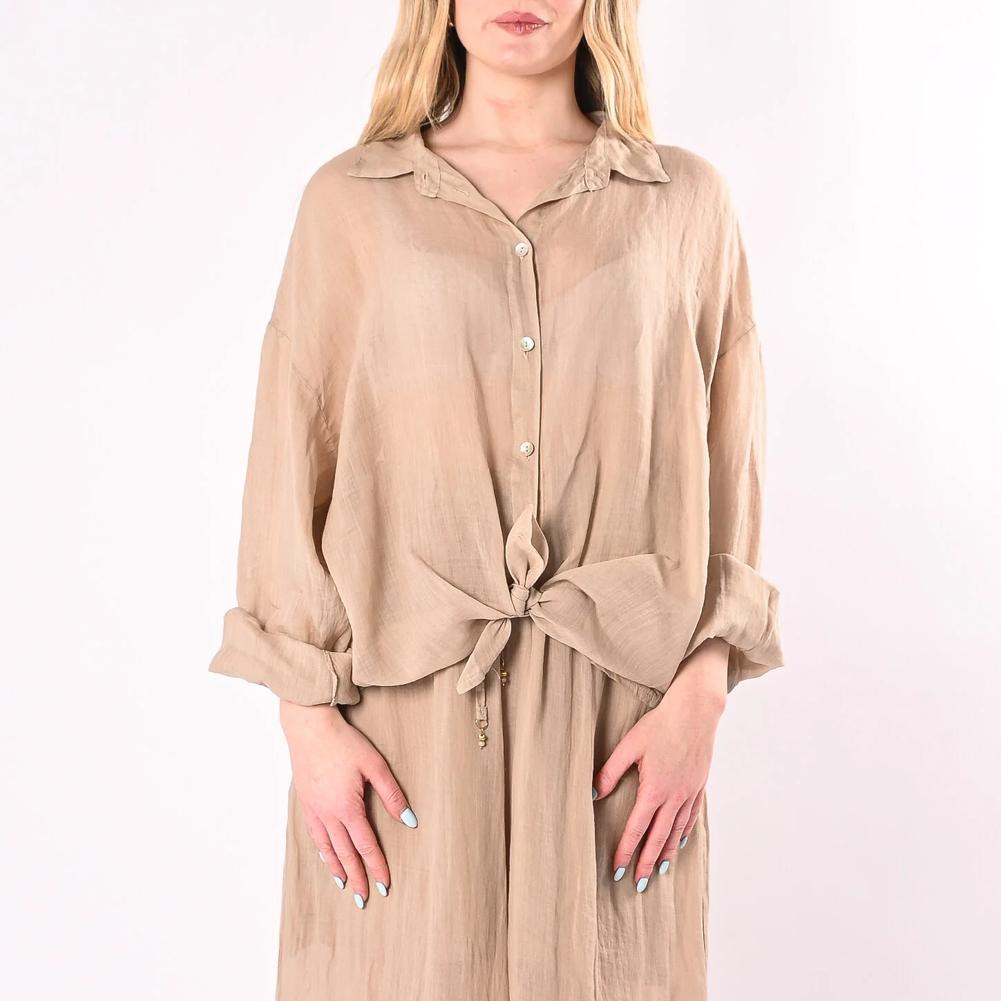PHILIA LOFT - CAMICIA OVER FLUIDA IN RAMIE ART.R02L0901/C - CORDA - Image 3