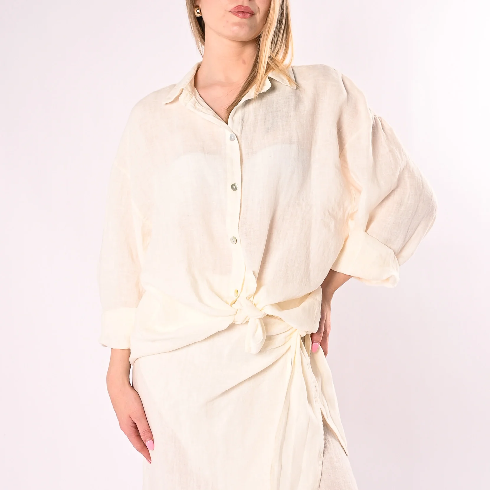 PHILIA LOFT - CAMICIA OVER IN PURO LINO ART.R02L1398/B - BURRO - Image 2