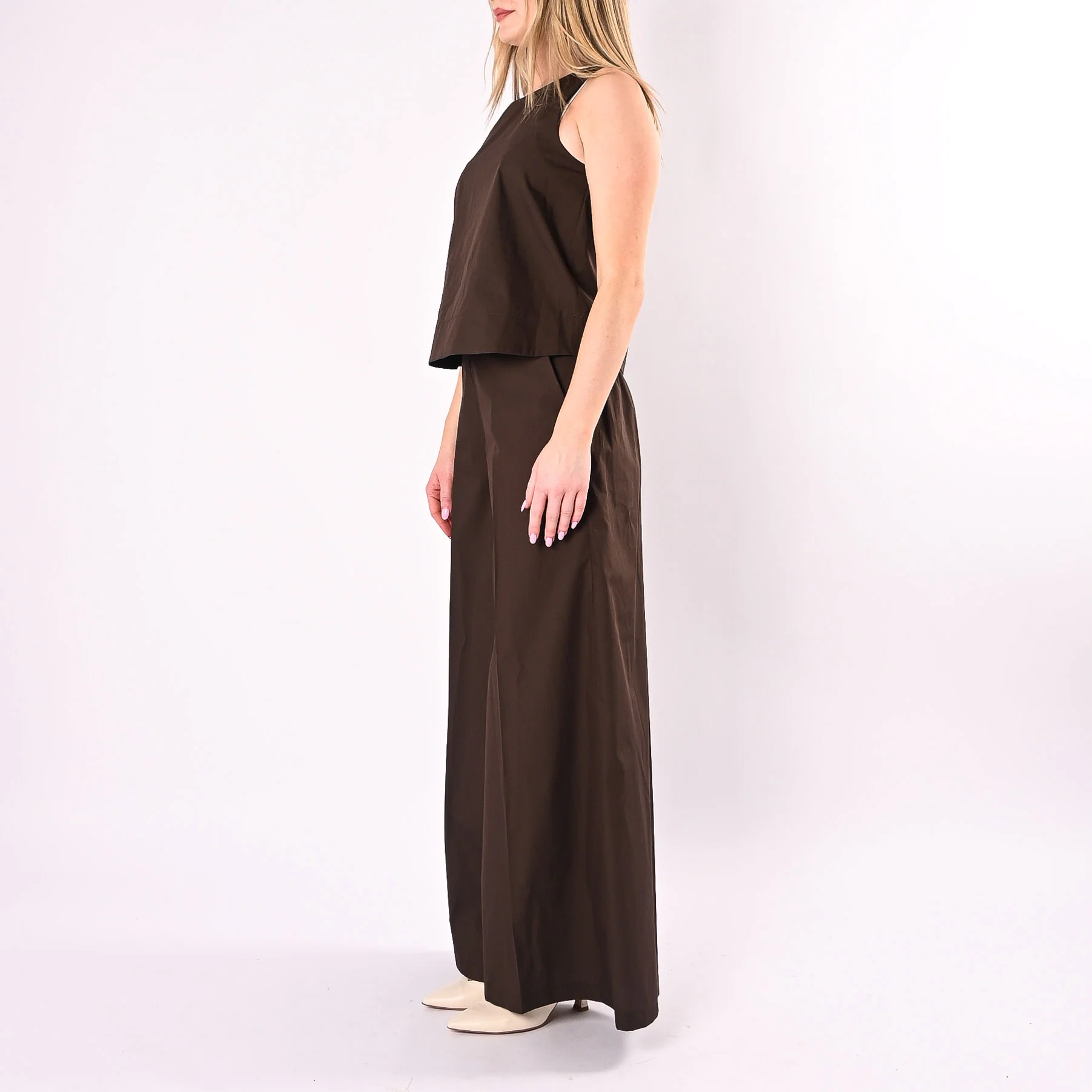 PHILIA LOFT - COMPLETO POPELINE TOP+PANTALONE ART.A02N1307/M - MORO - Image 3