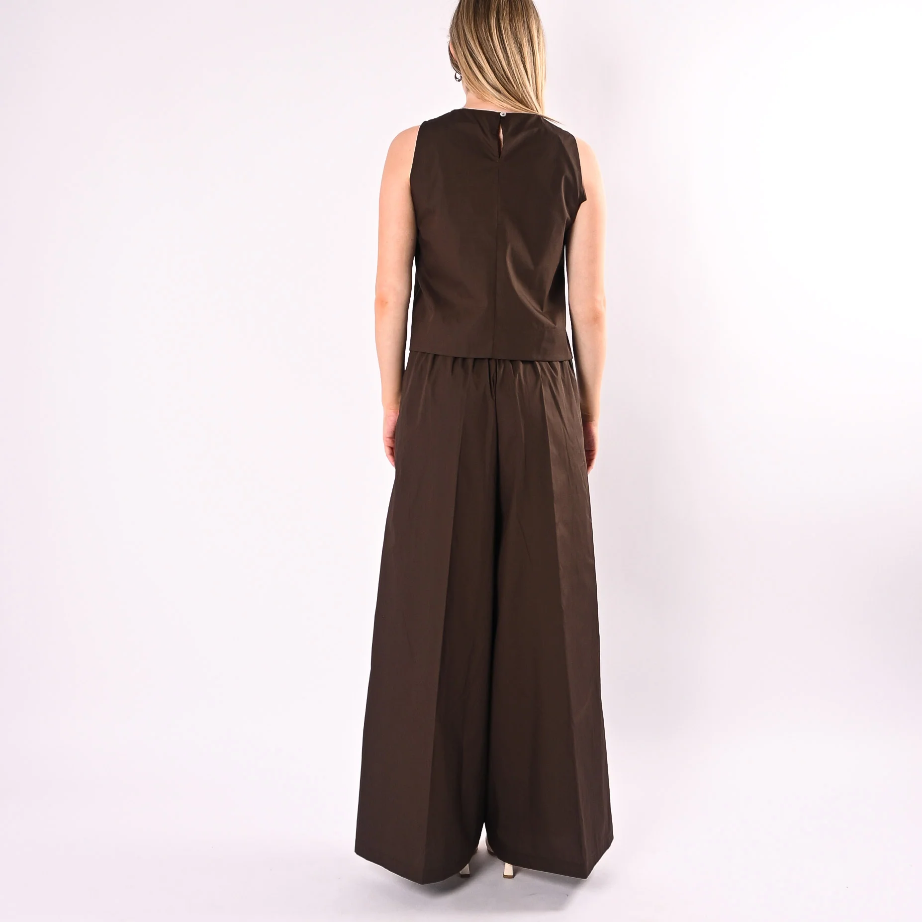 PHILIA LOFT - COMPLETO POPELINE TOP+PANTALONE ART.A02N1307/M - MORO - Image 4