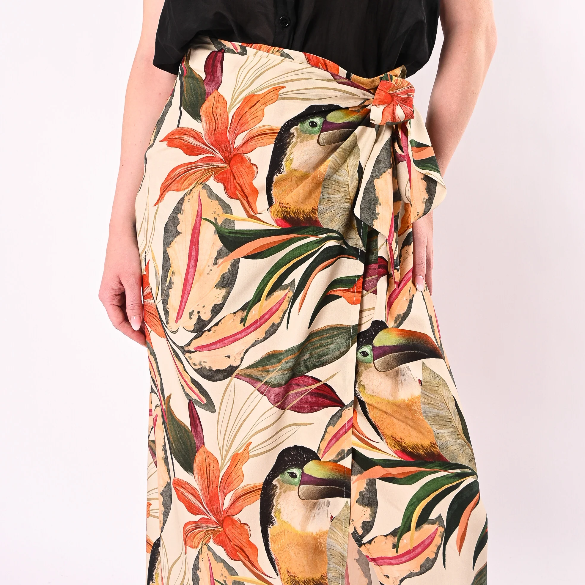 PHILIA LOFT - GONNA PAREO TUCANI E FIORI ART. R02L1453/B - BURRO - Image 5