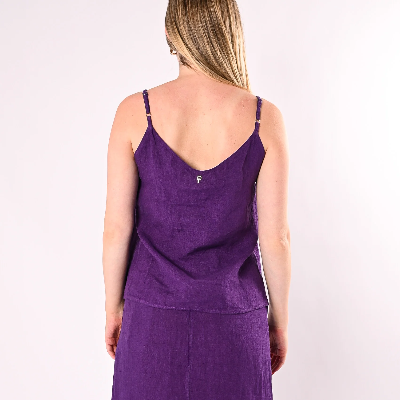 PHILIA LOFT - TOP SPALLINA IN PURO LINO ART.R02L1441/V - VIOLA - Image 5