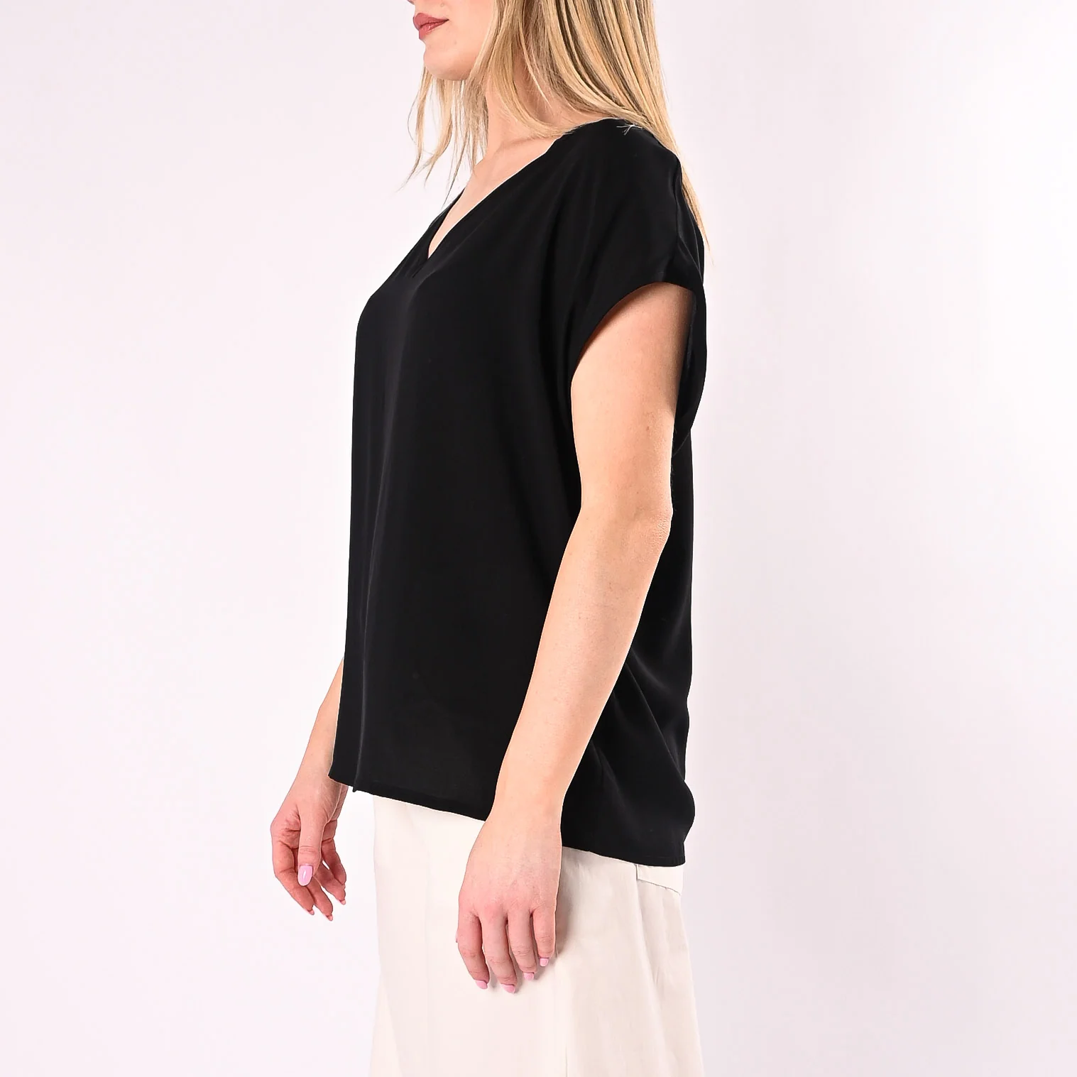SOUVENIR - BLUSA SCOLLO V IN VISCOSA ART.S39M1880/N - NERO - Image 3