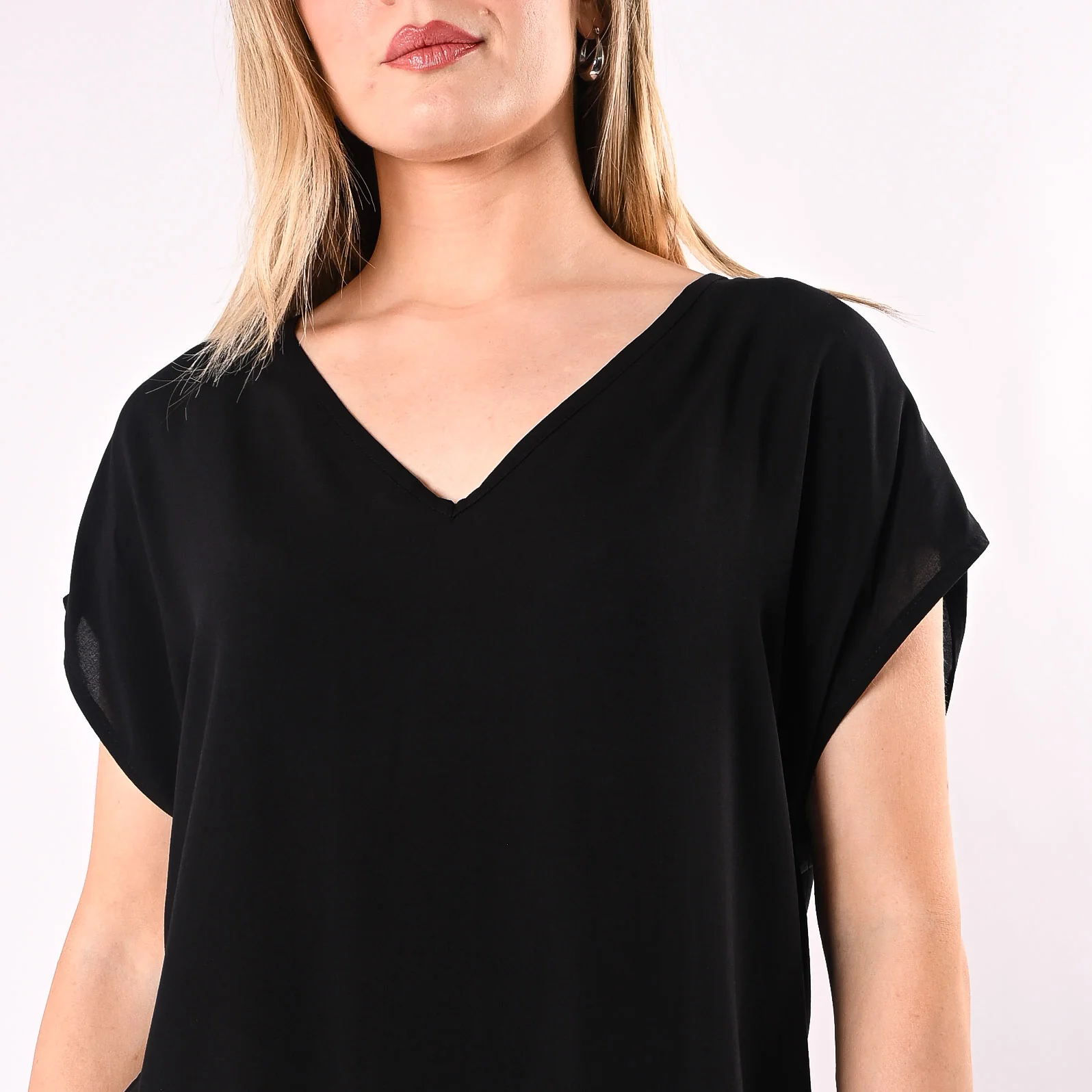 SOUVENIR - BLUSA SCOLLO V IN VISCOSA ART.S39M1880/N - NERO - Image 4