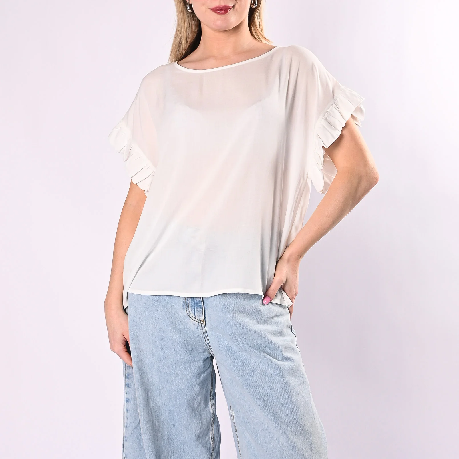 SOUVENIR - BLUSA VISCOSA CON ROUGES ART.S39M1737/B - BURRO
