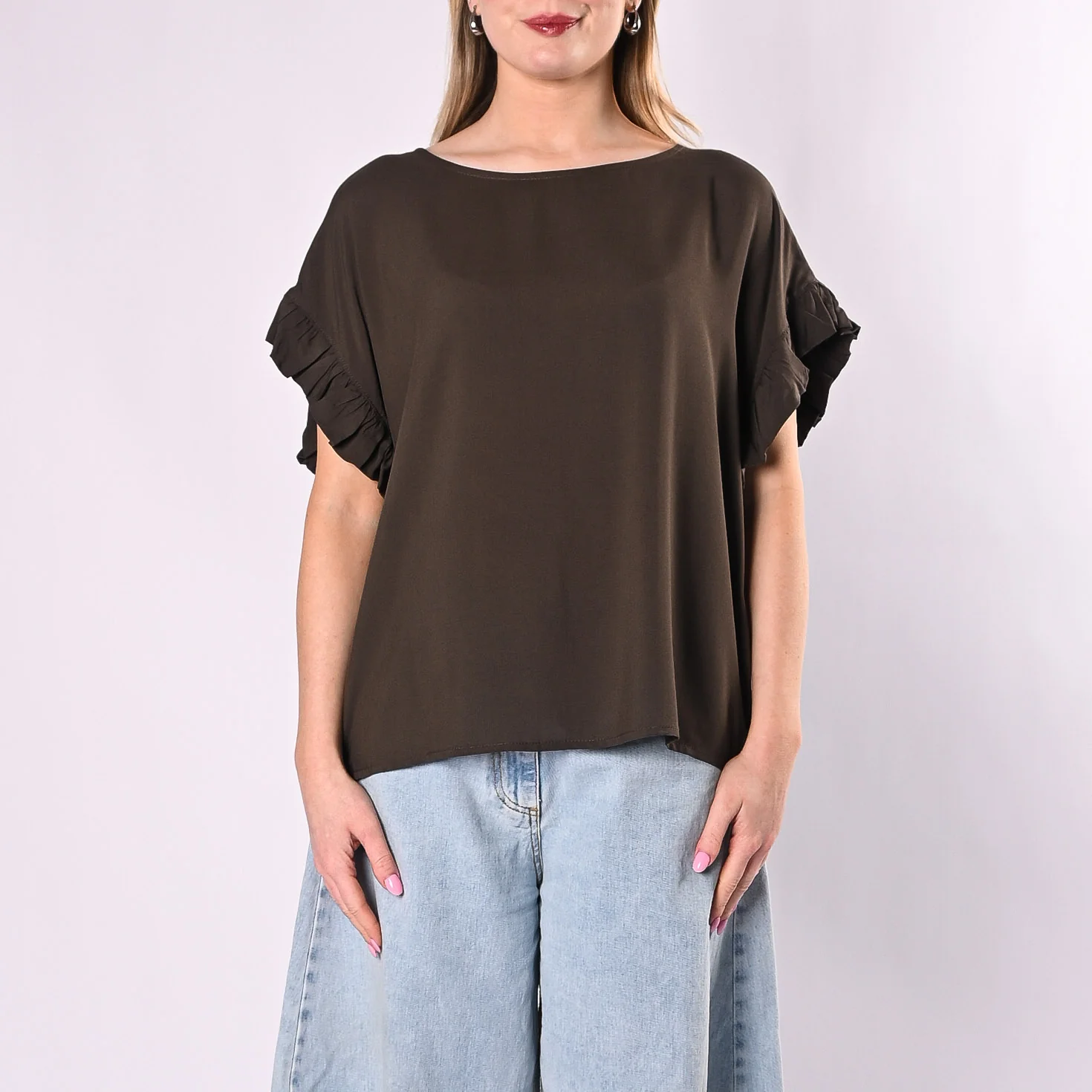 SOUVENIR - BLUSA VISCOSA CON ROUGES ART.S39M1737/M - MORO - Image 2
