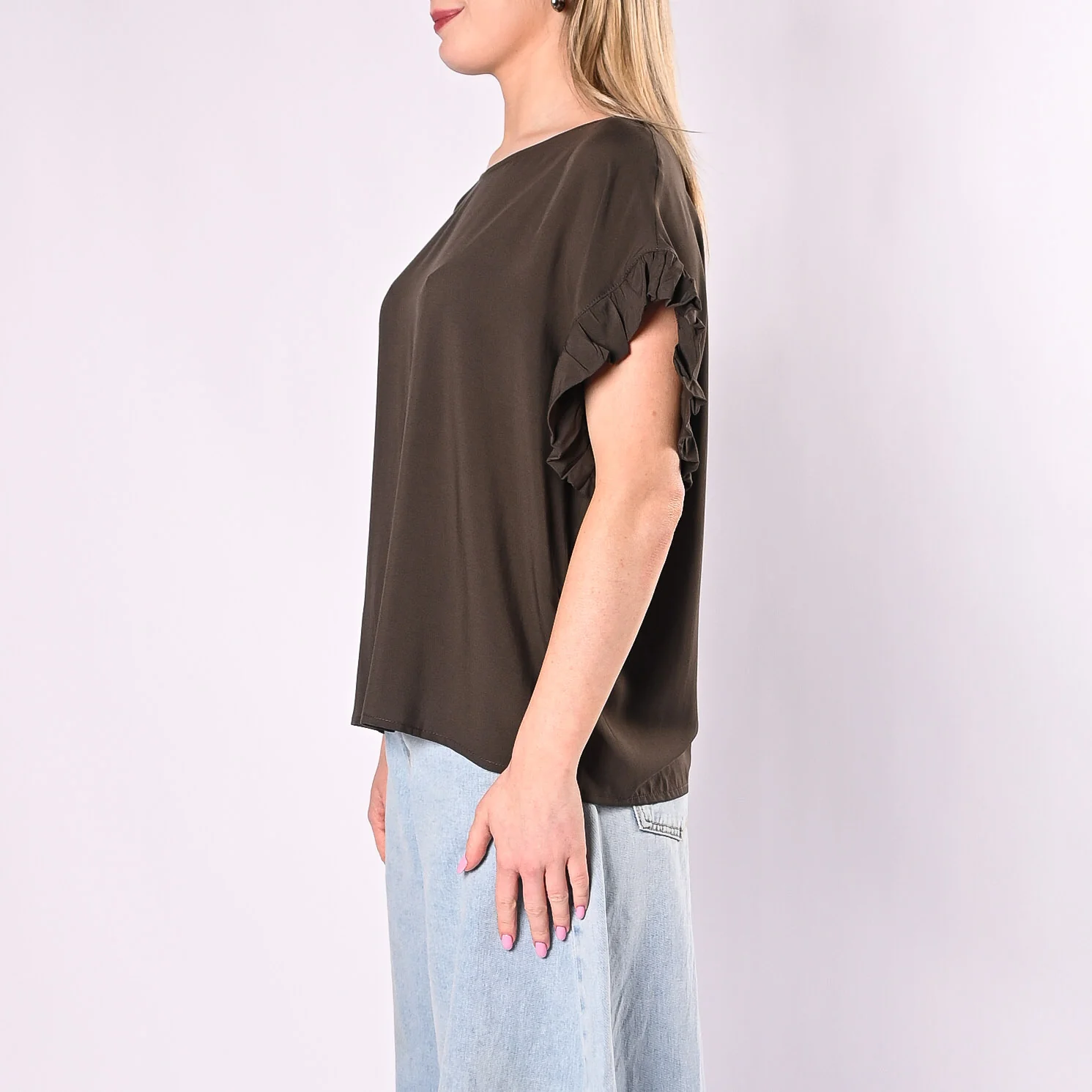SOUVENIR - BLUSA VISCOSA CON ROUGES ART.S39M1737/M - MORO - Image 3