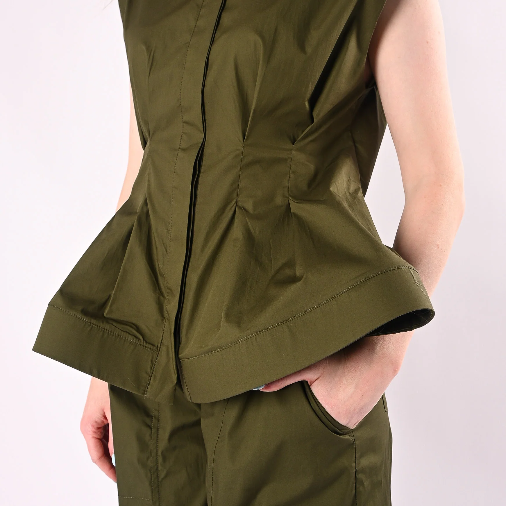 TENSIONE IN - CAMICIA SMANICATA SVASATA IN POPELINE ART.26C5093/M - MILITARE - Image 6