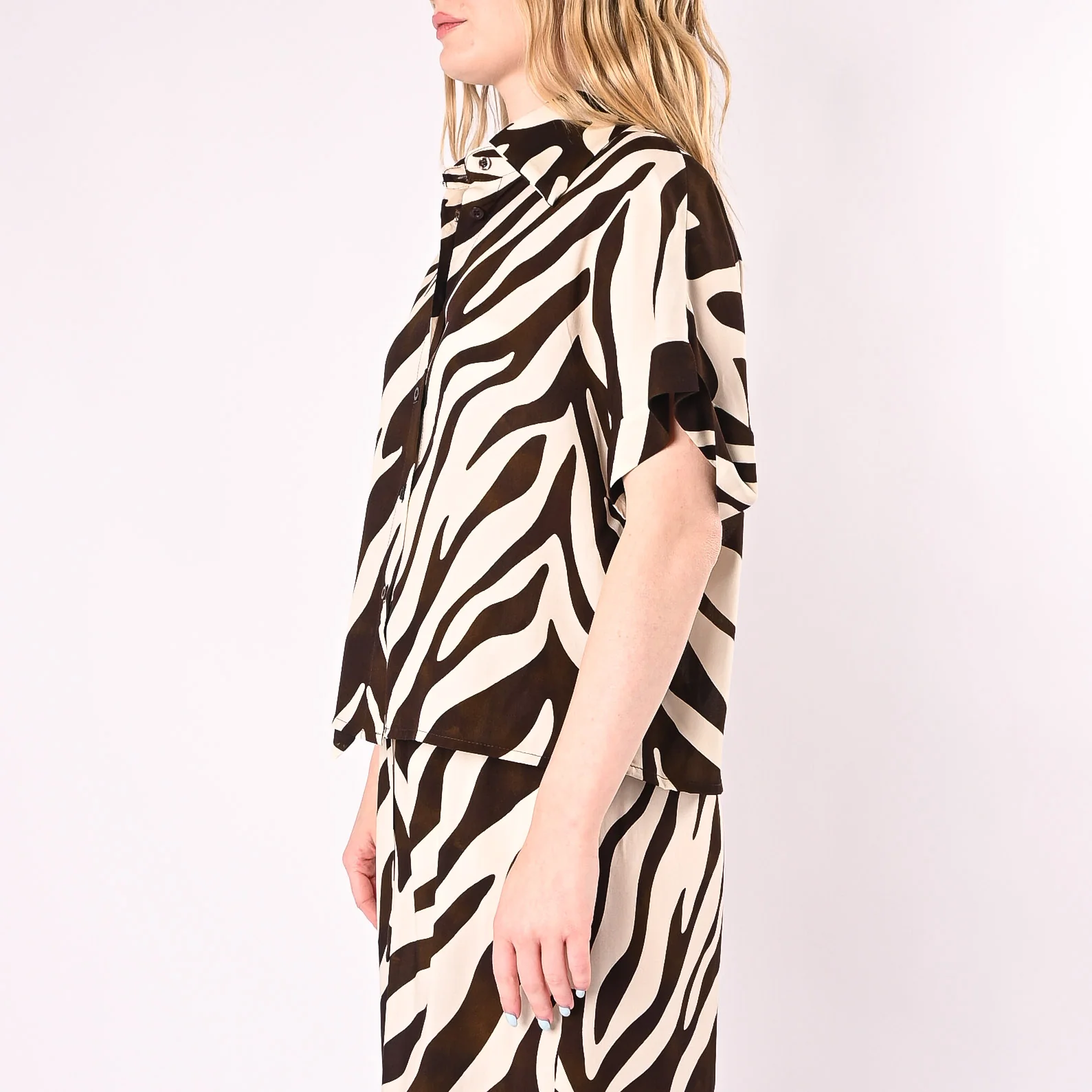 TENSIONE IN - CAMICIA VSICOSA STAMPA ZEBRA ART.260277/MB - MORO/PANNA - Image 4