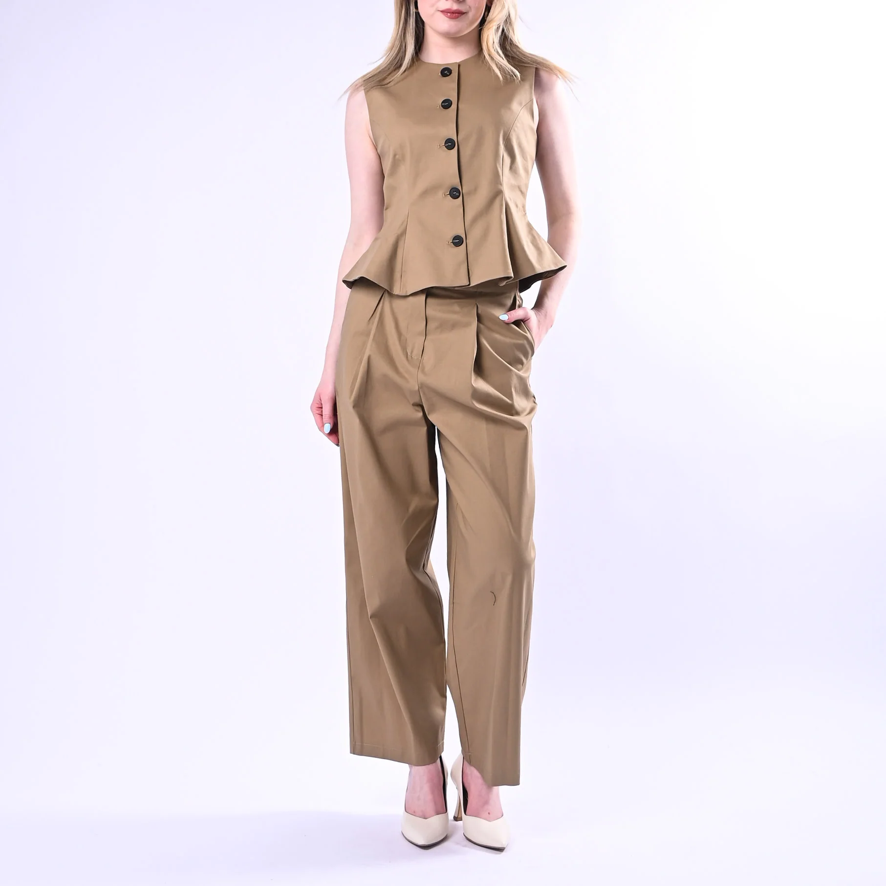 TENSIONE IN - PANTALONE DRITTO CON PINCES ART.26P4116/C - CAMMELLO - Image 5