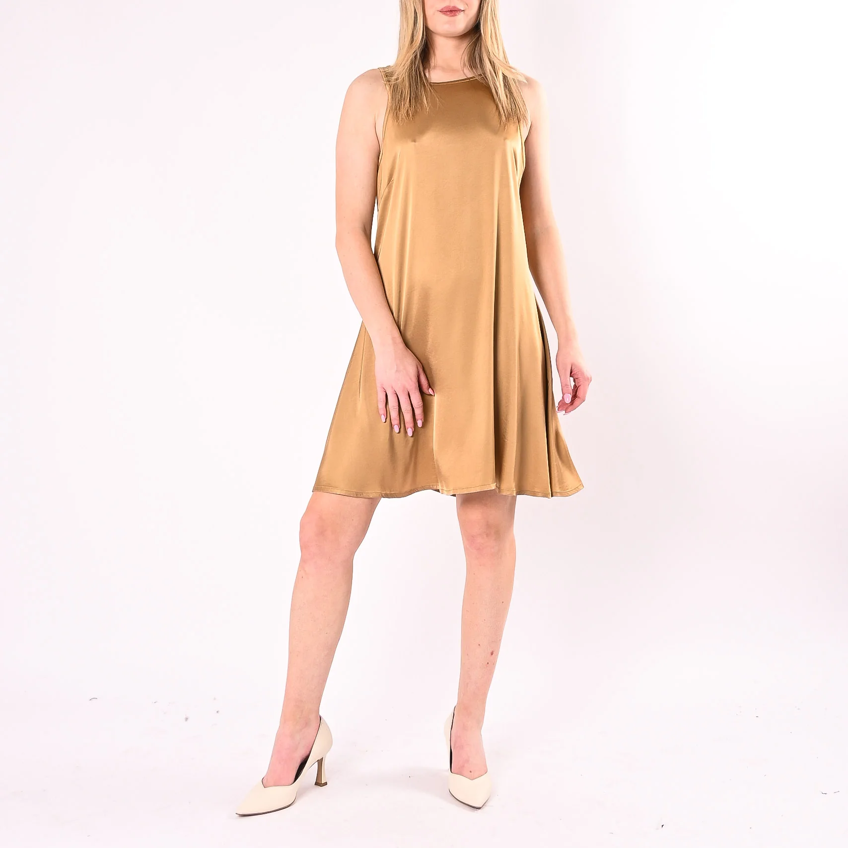VICOLO - ABITO IN VISCOSA CORTO SVASATO ART. TAB2842/B - BEIGE