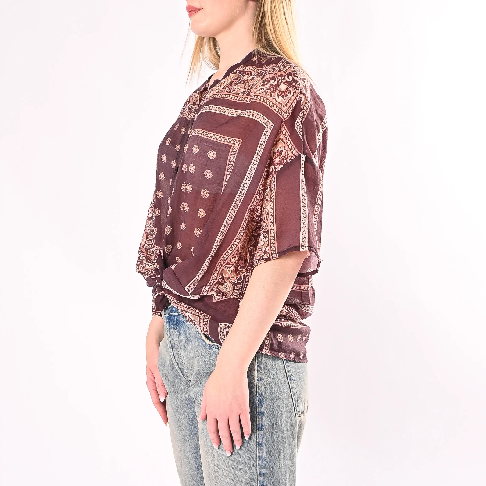 VICOLO - CAMICIA LYOCELL STAMPA BANDANA ART.TAB3489/M - MORO - Image 2