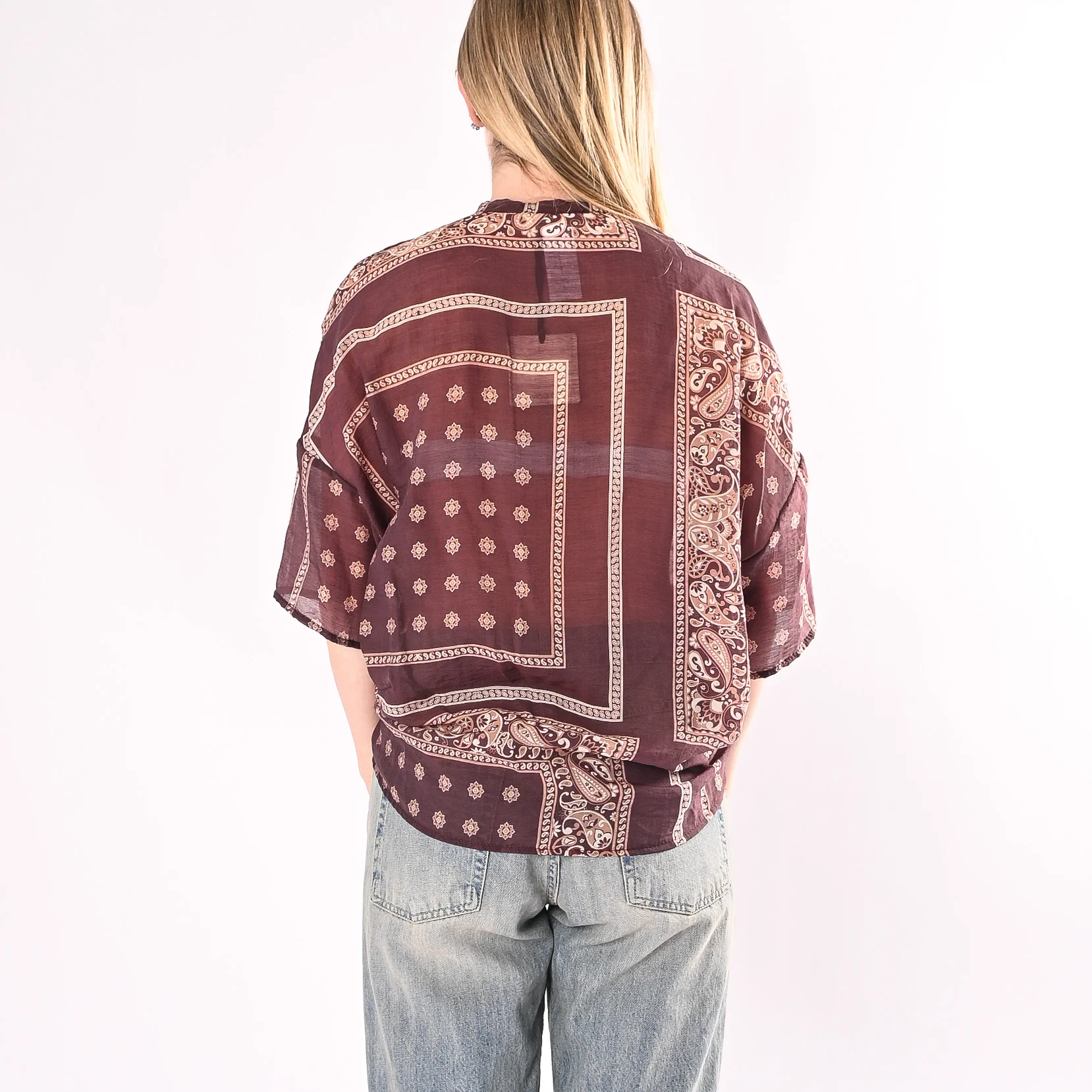 VICOLO - CAMICIA LYOCELL STAMPA BANDANA ART.TAB3489/M - MORO - Image 3