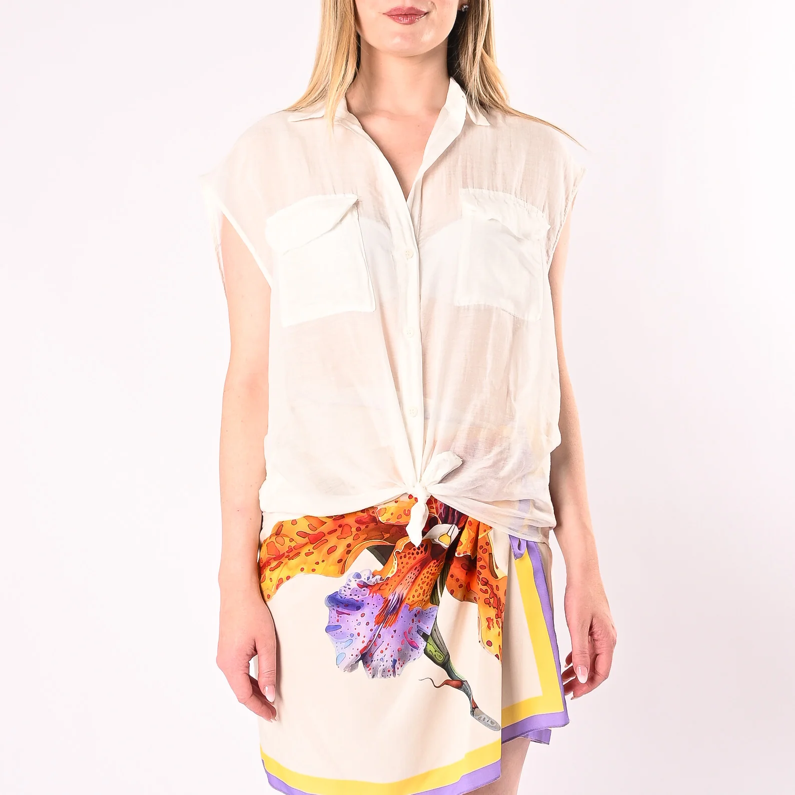 VICOLO - CAMICIA SMANICATA COTONE/SETA ART. TAB3096/NA - NATURALE - Image 2