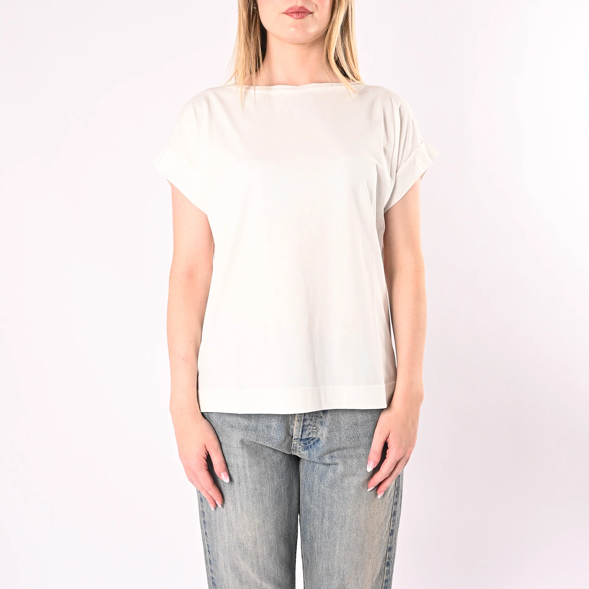 VICOLO - T-SHIRT A SCATOLA SCOLLO BARCHETTA ART. UAB0296/NA - NATURALE - Image 2