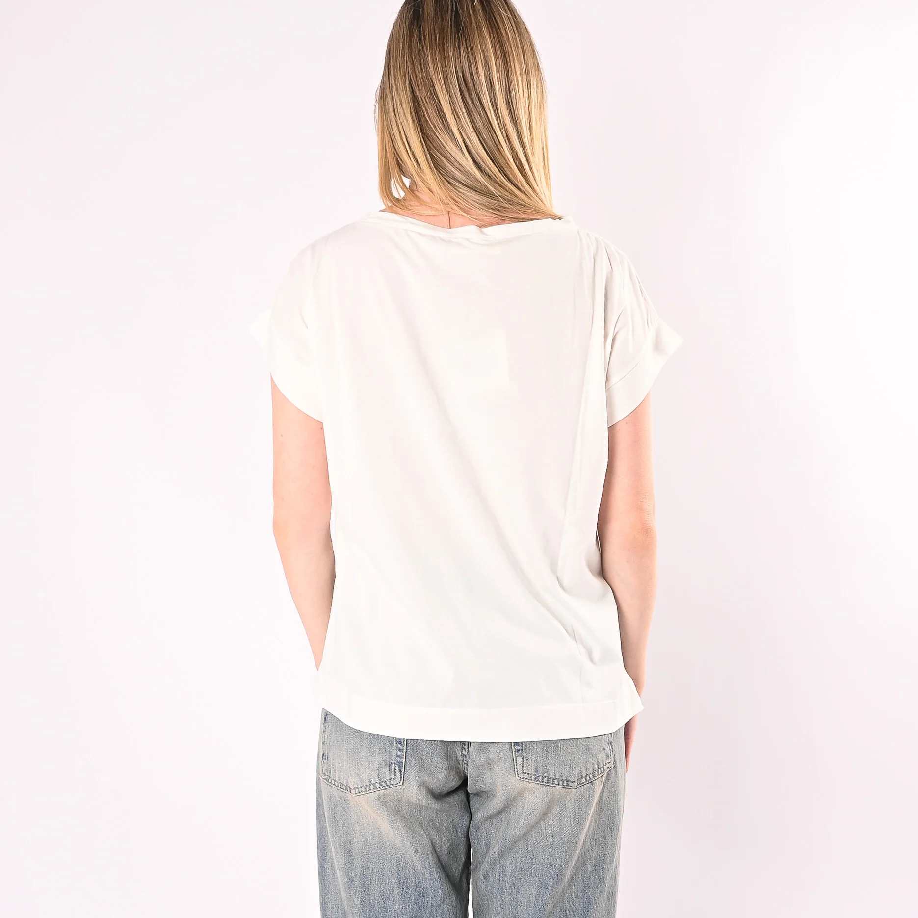 VICOLO - T-SHIRT A SCATOLA SCOLLO BARCHETTA ART. UAB0296/NA - NATURALE - Image 4