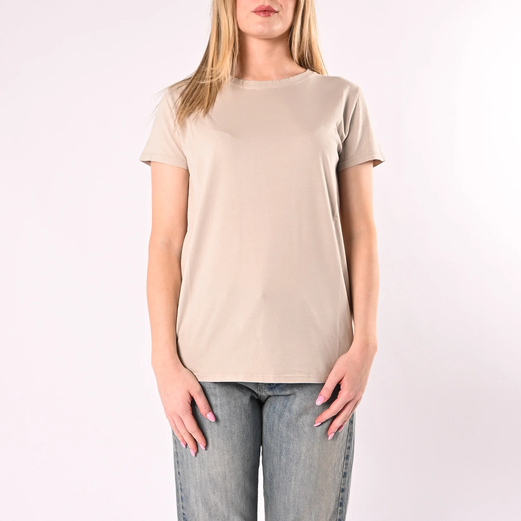 VICOLO - T-SHIRT GIROCOLLO MANICA CORTA ART. UAB0083/B - BEIGE - Image 2