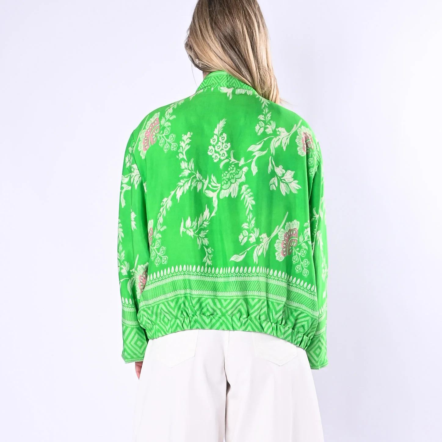 WU'SIDE - KIMONO/BOMBER FANTASIA FLOREALE ART.26285/V - VERDE - Image 4