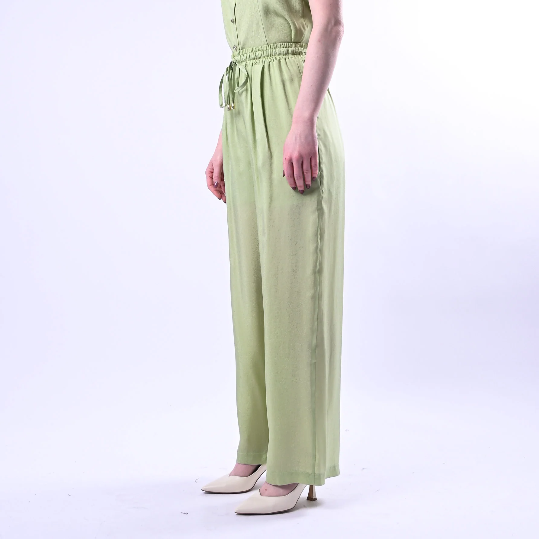 WU'SIDE - PANTALONE PALAZZO FLUIDO CON COULISSE ART.26289 - SALVIA - Image 3